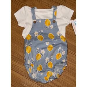 Carter’s 2 Piece Romper Set Infant Size 9 Months Lemons NWT